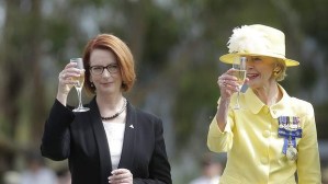Prime Minister Julia Gillard and Governor General Quentin Bryce toast the Centenary of Canberra. Photo: Andrew Meares  stolen from the SMH webpage