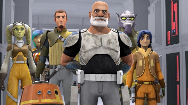 Rebels promo picture showing Rex, a much older clone. He has light brown skin, like a white person who has been in the sun.