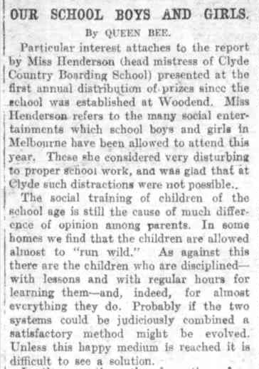"Our School Boys and Girls" scan of article - full text below in post